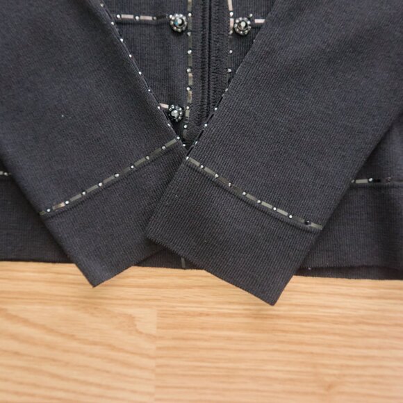 St John Evening by Marie Gray Wool Blend Knit Black Full Zip Cardigan, Size 4 - Picture 4 of 11